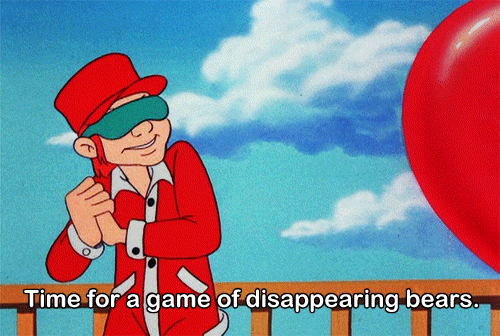 Animated gif: A boy rubbing his hands together. Caption: Time for a game of disappearing bears.